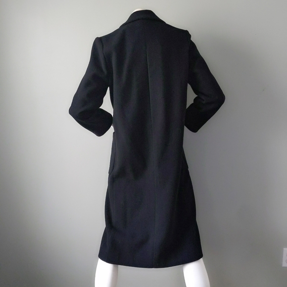 VTG Classic Boyfriend Black Wool Overcoat S - Picture 5 of 6